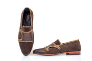 Men suede Look Double monk strap shoes-TnV Collection